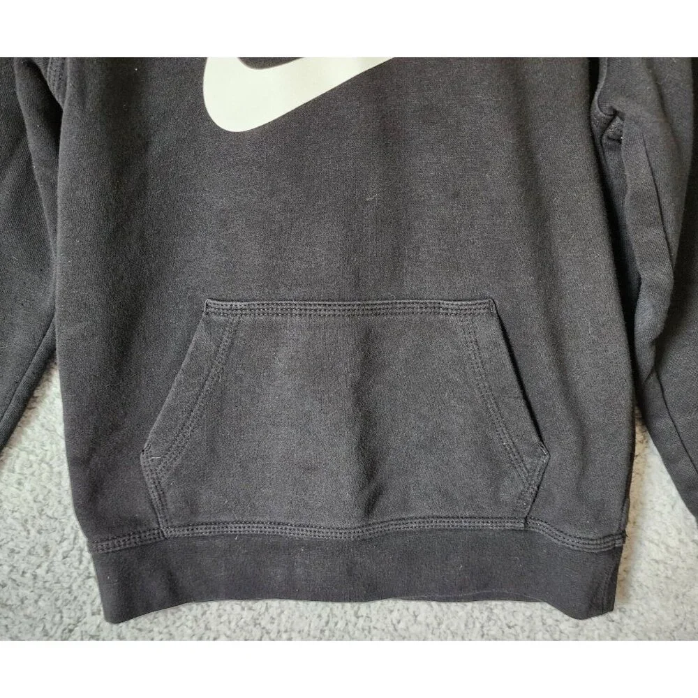 Nike Black Swoosh Logo Kangaroo Pocket Basic‎ Pullover Hoodie Youth Size Large 7